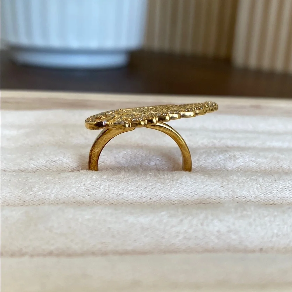 New Hespera Good Vermeil Adjustable Ring with Genuine white topaz stones